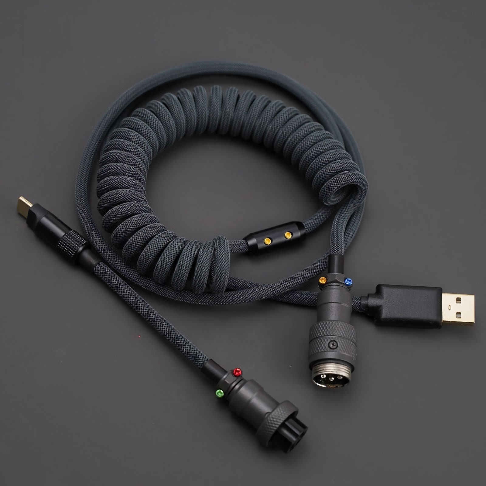Black & Silver Spiral Coiled Aviator Cable