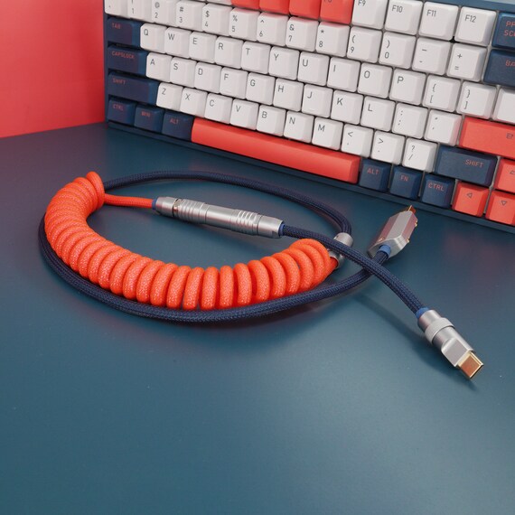 Geekcable Custom Coiled Aviator USB Cable IQUNIX F96 Coral Sea - Etsy