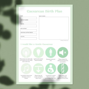 CAESAREAN BIRTH PLAN Instant Download | Easy to Fill C-Section Birth Template | Gentle Caesar Birth |  Print Ready