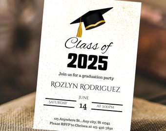 2025 Graduation Party Invitation | Editable Digital Invite | Modern Graduation Announcement | Instant Download | Canva Template