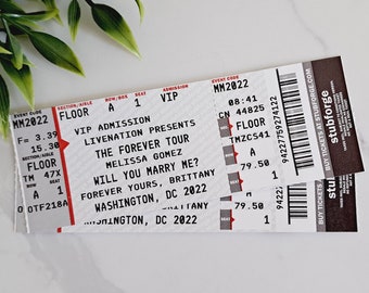 PRINTED Will You Marry Me Proposal Concert Ticket Custom - Physical Personalized Ticketmaster Style Ticket Stub Unique Surprise Engagement