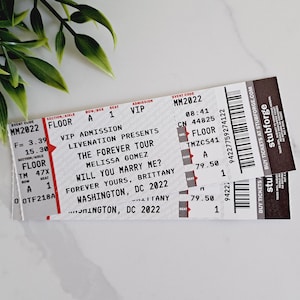 PRINTED Will You Marry Me Proposal Concert Ticket Custom - Physical Personalized Ticketmaster Style Ticket Stub Unique Surprise Engagement