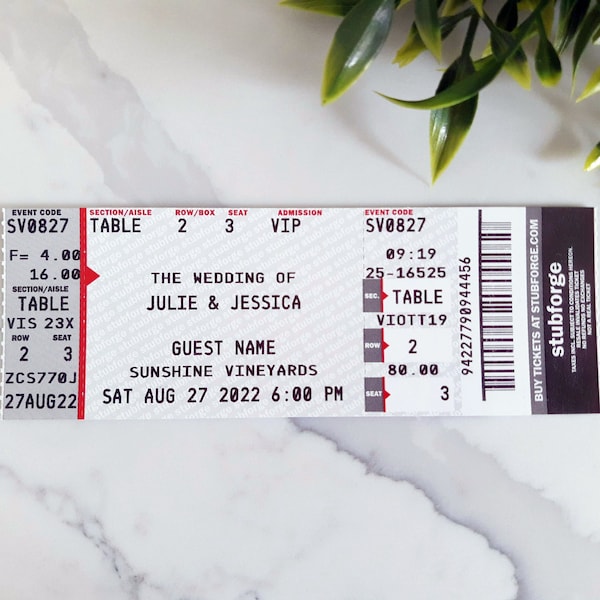 Ticket Wedding Etsy