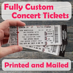 Custom Concert Ticket - Fully Customizable - Ticketmaster Fake Concert Ticket Stub Souvenir Novelty Gift Bookmark Personalized Memorabilia