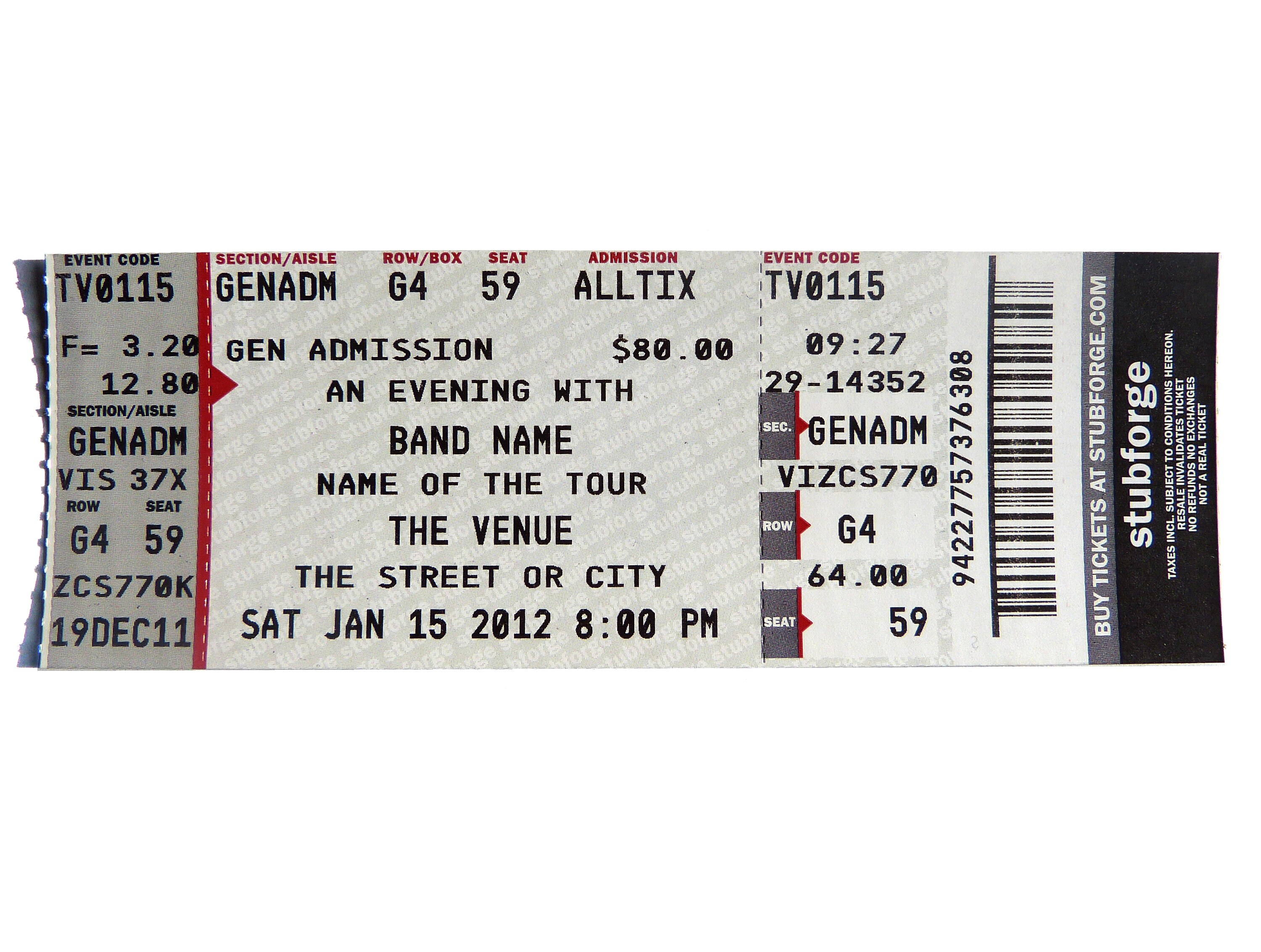 Custom Concert Ticket Fully Customizable Ticketmaster Fake Etsy Canada