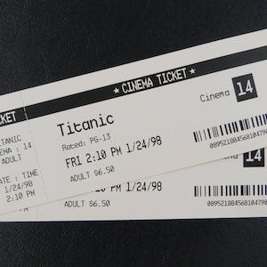 Movie Ticket Stub - Fully Customizable - Cinema Theater Replica Souvenir Novelty Gift Bookmark Personalized Memorabilia Cinephile Film Buff