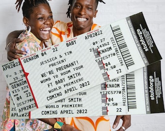 PRINTED Custom Pregnancy Announcement Concert Tickets - Personalized Ticketmaster Style Stub Parents to be Birth Announcement Baby Reveal