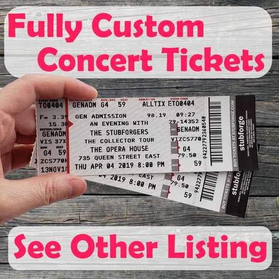 Custom Wedding Save the Date Concert Ticket Invitations W