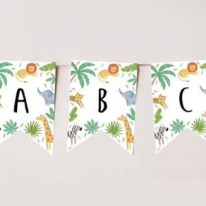 Jungle Banner, Jungle Birthday Bunting, Jungle Safari Bunting Banner, Bunting Garland, Jungle Party Decor, Printable Party Bunting, D90