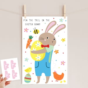 Pin The Tail On The Bunny Rabbit Easter Egg Hunt Game DIY Easter Game Kids Easter Egg Hunt Game Pin the Tail on the Bunny Game, D51