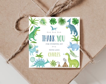 Dinosaur Favor Tag, Dinosaur Birthday Favor Tags, Dinosaur Thank You Tags, Dinosaur Party Tags, Dinosaur Party Favor, Editable Template, D92