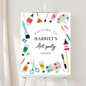 Art Party Welcome Sign, Editable Painting Birthday Party Sign, Art Party Decor, Art Birthday Party, Art Party Decor, Painting Party, D76 image 1