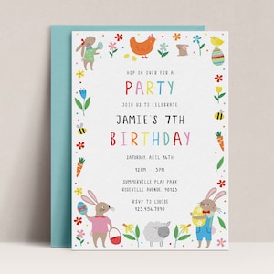 Easter Birthday Invitation Easter Invitation Easter Egg Invitation Egg Hunt Party Bunny Invitation Easter Bunny Invite Eater Party, D51