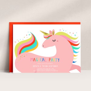 Neon Unicorn Birthday Invitation Unicorn Party invitation Magical Birthday Invitation Unicorn Invitation Editable Unicorn Invitation, D30