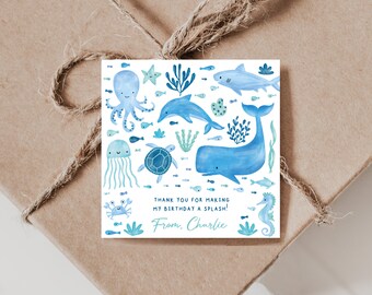 Under The Sea Favor Tags, Sea Animals Birthday (Printable Editable)