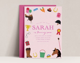 Editable Horse Birthday Invitation, Equestrian Party (Digital Download)