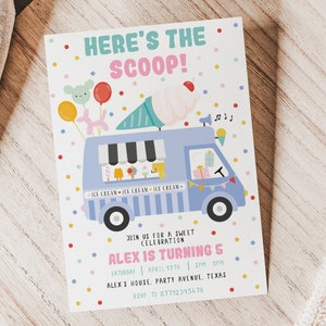Editable Ice Cream Truck Birthday Invitation Ice Cream Birthday Invitation Ice Cream Party Ice Cream Party Invite Instant Download, D38
