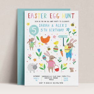 Easter Birthday Invitation Template, Easter Invitation, Easter Egg Invite, Egg Hunt Invitation, Bunny Invitation, Easter Bunny Invite, D51