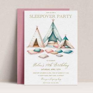 Editable Slumber Birthday Party Invitation, Sleepover Birthday Invite, Sleepover Birthday Party Invitation, Teen Birthday Invitation, D56