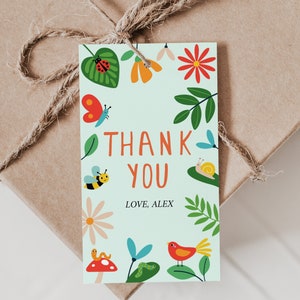 Bewerkbare tuinfeest gunst tags Bugs bedank tags Aangepaste Insect gunst tags Bewerkbare Outdoor Party bedank tags Kids Bug gunsten, D37