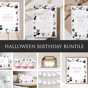 Pastel Halloween Birthday Bundle, Editable Halloween Party Bundle, Printable Bundle, Halloween Party Package, Halloween Templates, A35