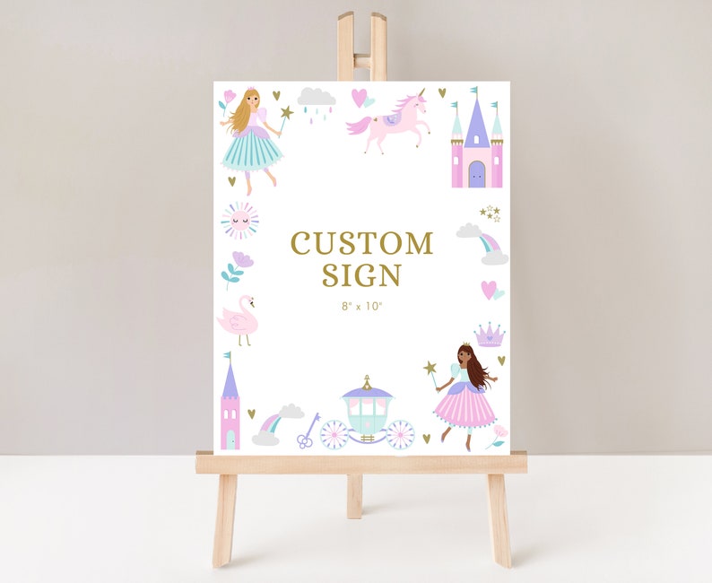 Editable Princess Birthday Party Sign, Fairytale Theme (digital ...