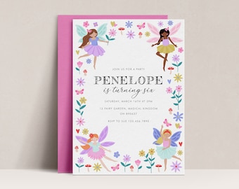 Editable Fairy Birthday Invitation, Pixie Party Invite (Digital)