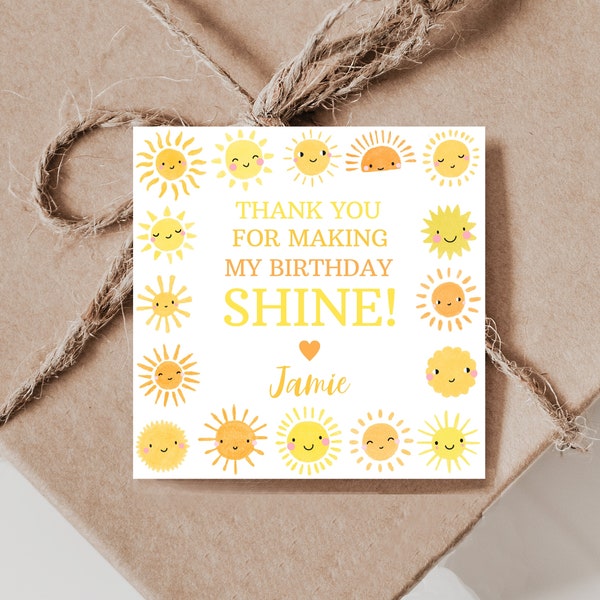 Sunshine Gift Tag, Sunshine Favor Tags, Sunshine Party Label, Sunshine Thank You Tags, Sunshine Birthday, Sunshine Party Decor, D79