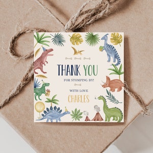 Dinosaur Favor Tag, Dinosaur Birthday Favor Tags, Dinosaur Thank You Tags, Dinosaur Party Tags, Dinosaur Party Favor, Editable Template, D92
