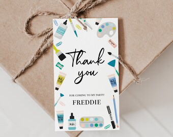 Art Party Favor Tags, Printable Painting Birthday Tags (Digital Download)