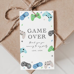 Video Game Birthday Favor Tags, bearbeitbare Gamer Party Geschenk Tags, Video Game Party Thank You Tags, Boy Gamer Birthday Party Decor, D100