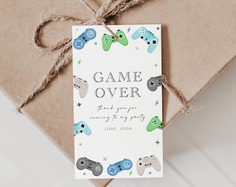 Editable Video Game Favor Tags, Gamer Birthday Party (Digital Download)