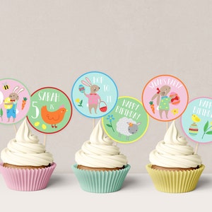 Editable Easter Cupcake Toppers DIY Bunny Cupcake Toppers Easter Cake Toppers Cake Decorations Easter Party Decor, D51