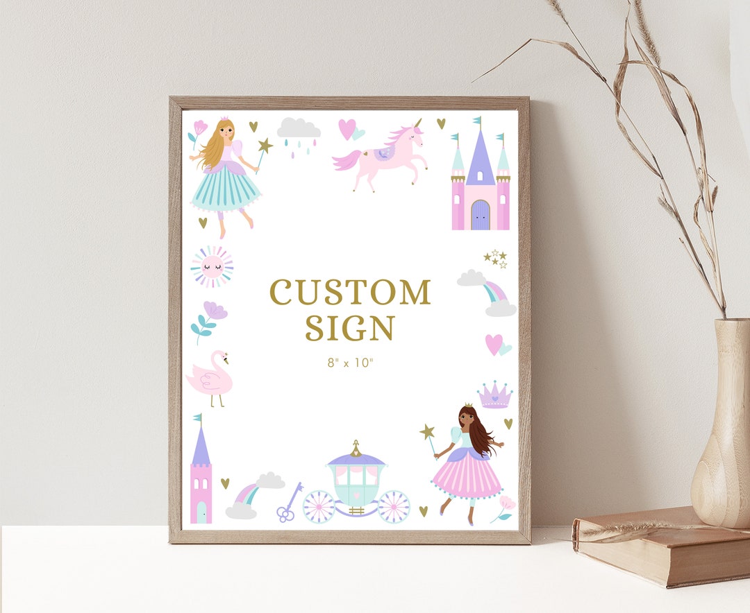 Princess Birthday Sign Princess Party Favor Sign Princess Party Sign ...