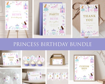 Princess Birthday Party Bundle (Editable Templates)