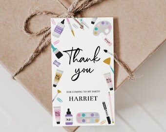 Editable Art Party Favor Tags, Printable Thank You Tags (Digital Download)