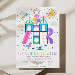 Playground Birthday Invitation, Park Party Invitation, Park Party Invite, Playground Party, Outdoor Party Invite, Playground Invitation, D32