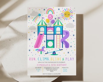 Playground Birthday Invitation, Park Party Invitation, Park Party Invite, Playground Party, Outdoor Party Invite, Playground Invitation, D32