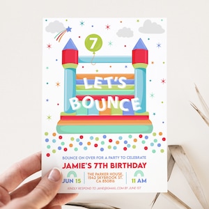 Jump Birthday Party Invitation, Bounce House Birthday Invite, Bounce House Ball Pit Invitation, Kids Bouncy House Birthday Party Invite, D57