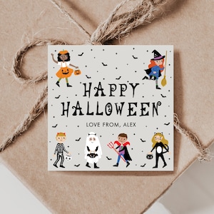 Etiquetas personalizadas editáveis para lembrancinhas de Halloween para crianças, etiquetas para aniversário de Halloween para crianças, etiquetas para festas de Halloween, etiquetas para presentes de Halloween, criatividade assustadora, D94