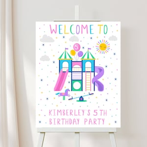 Park Party Sign, Playground Birthday Party Welcome Sign, Birthday Sign, Playground Party, Outdoor Playground Party Sign, Editable Custom D32