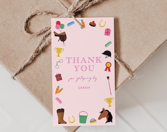 Editable Horse Birthday Favor Tags: Equestrian Party Thank You (Digital Template)