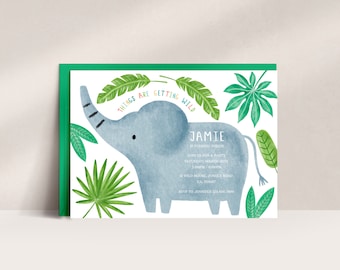 Elephant Birthday Invitation, Elephant Party Invite, Jungle Party Invitation, Jungle Animals Invitation, Instant Download Editable, D90