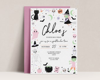 Editable Pink Halloween Birthday Invitation Halloween Invite Spooktacular Halloween Party Halloween Birthday Invitation Instant Download D66