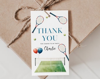 Étiquettes de faveur d'anniversaire de tennis, étiquettes pour cadeaux de fête de tennis, étiquettes de remerciement de tennis, étiquettes pour cadeaux de fête de tennis, étiquettes modifiables, modèle d'étiquette de tennis, A27