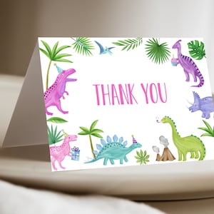 Dinosaur Thank You Card, Printable Thank You, Thank You Template, Dinosaur Party Decor, Kids Party Thank You Card, Dinosaur Birthday, D92
