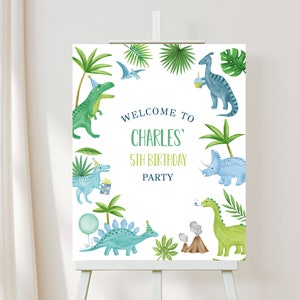Dinosaur Birthday Welcome Sign Dinosaur Welcome Board Dinosaur Birthday Party Dinosaur Party Decor Editable Template Instant Download, D92