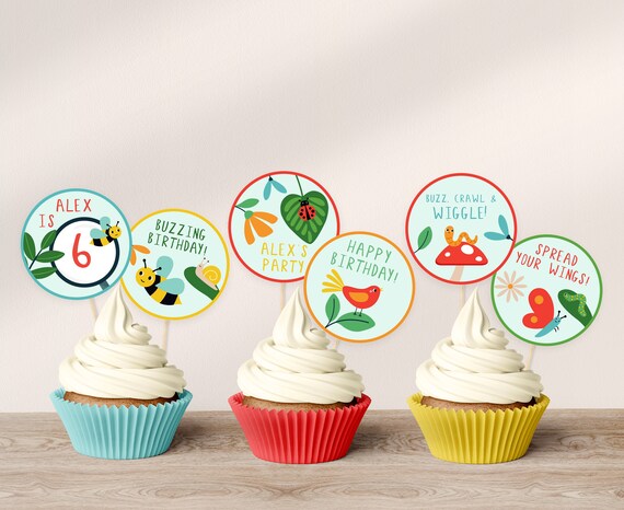 Insect Party Cupcake Toppers DIY Bug Themed Cupcake Toppers - Etsy