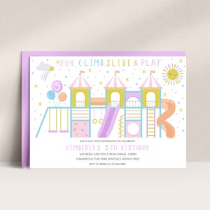 Park Party Invitation, Playground Birthday Invitation, Park Birthday Invitation, Kids Park Party Invitation, Outdoor Party Invitation, D32