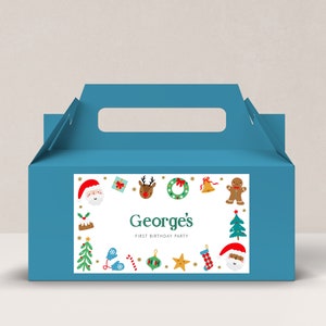 Christmas Birthday Gable Gift Box Label Christmas Birthday Treat Box Label Box Label Printable Party gift box labels, Instant Download, D99